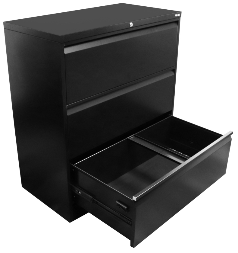 GO Steel Black Lateral Filing 3 Drawer Office Stock