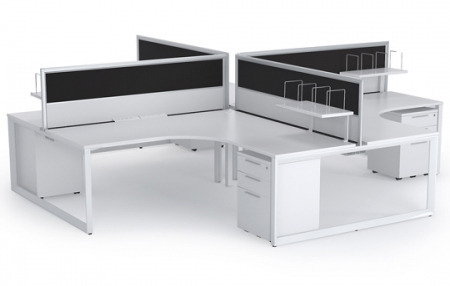 Anvil 4 Person Corner Workstation with Screens