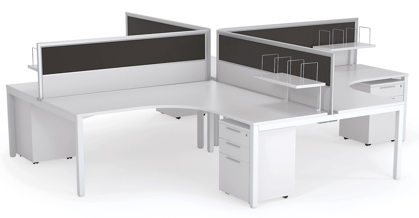 Axis 4 Person Corner Workstation With Screens Office Stock