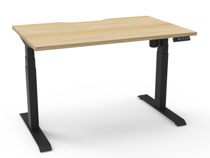 Boost Light Height Adjustable  Single Sided Workstation- Black Frame New Oak Top