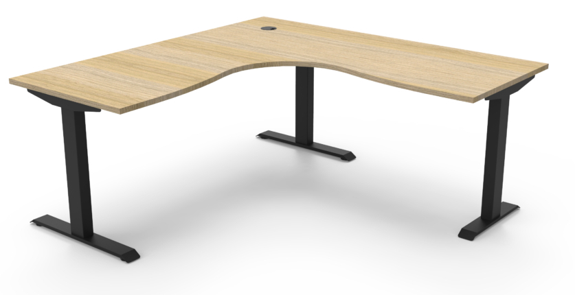 Boost Static Powder Coat Corner Workstation-Black Frame New Oak Top