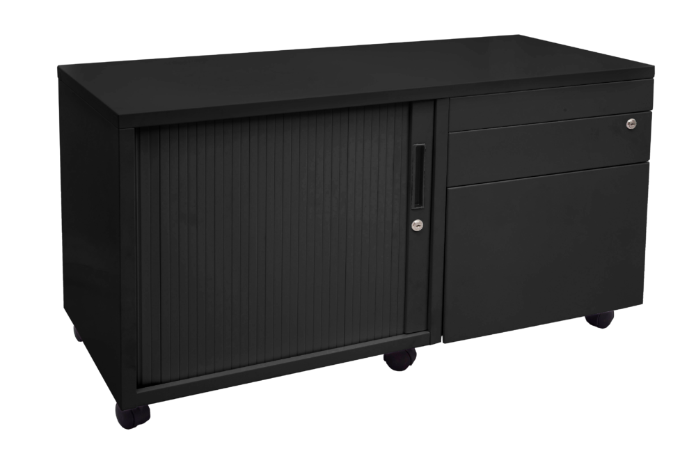 Express Black Mobile Caddy Drawers and Tambour