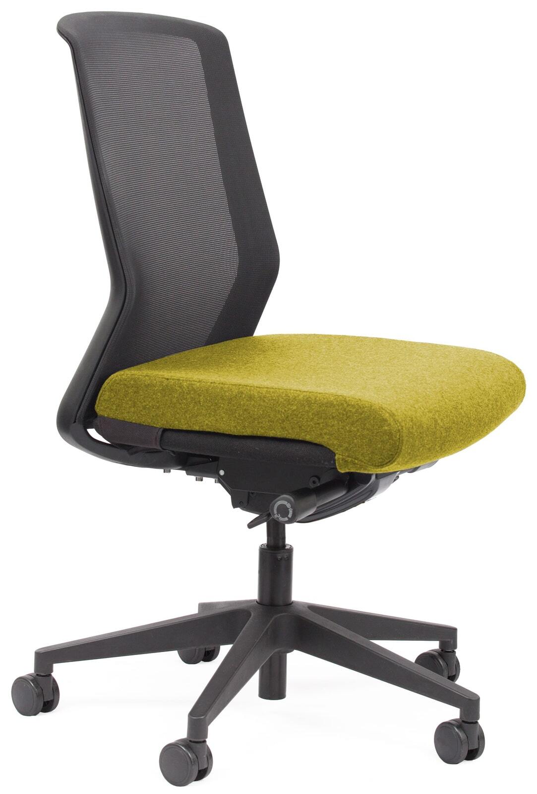 motion sync black mesh ergonomic office chair yellow seat cover  office  stock