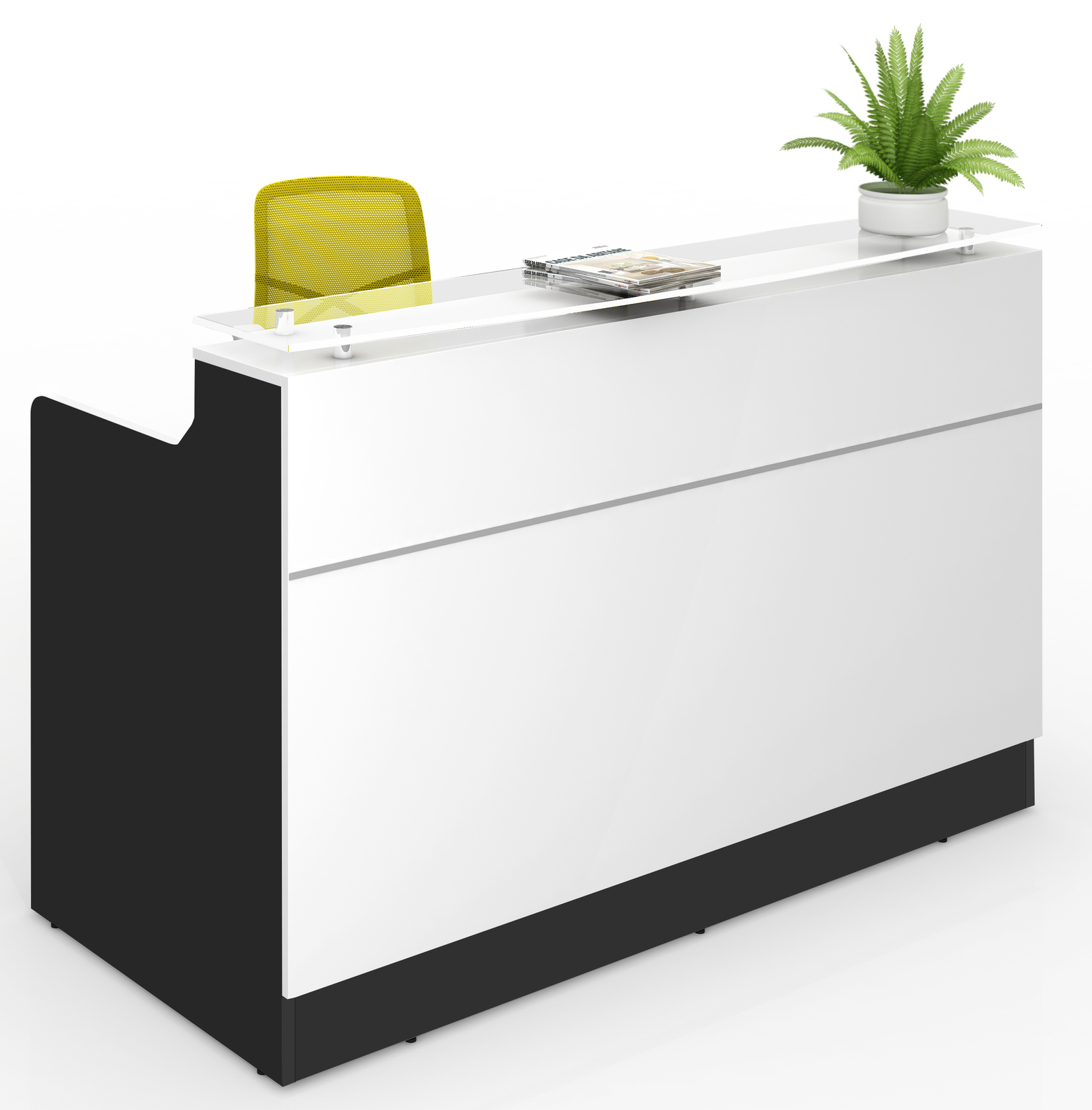 Classic White and Charcoal Reception Desk Counter Office Salon Receptionist  | Office Stock