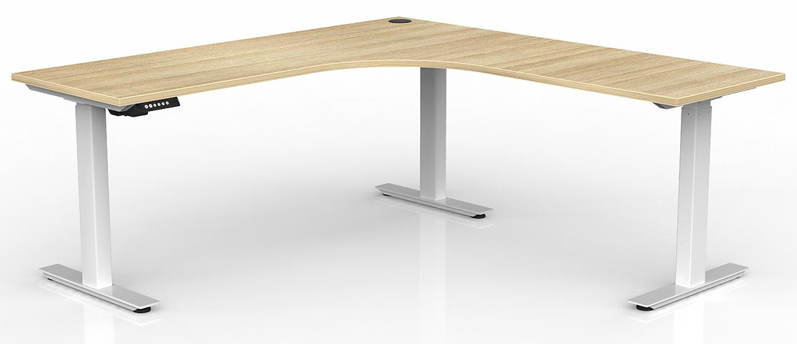 Agile Corner Electric Sit Stand Desk White New Oak