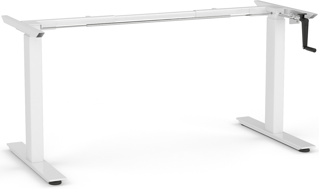 Agile White Manual Height Adjustable Desk Frame