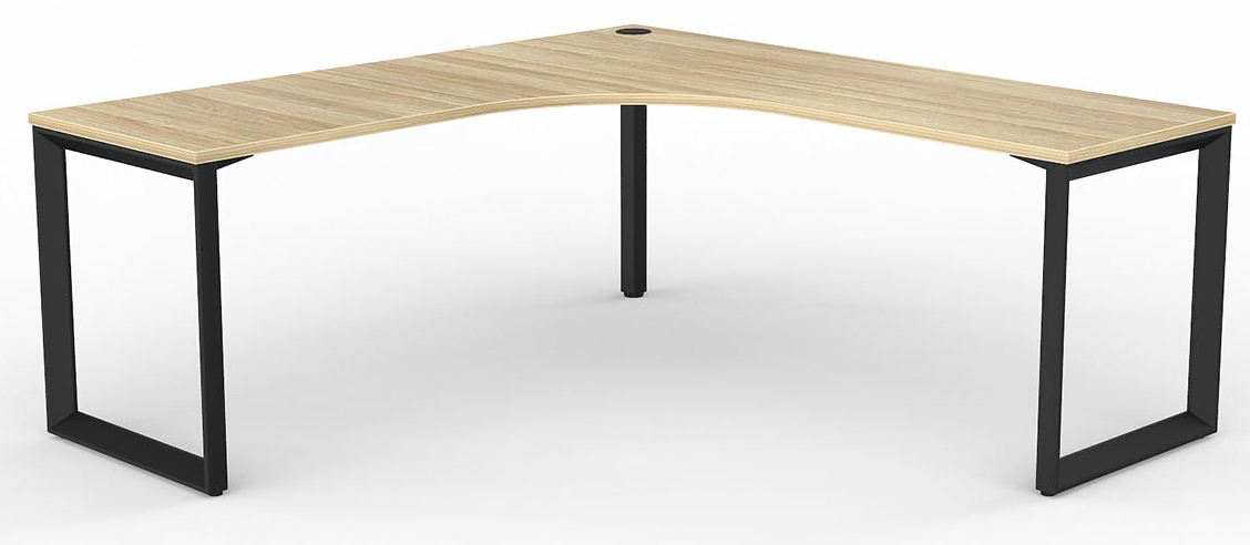 Anvil Modern Corner Desk Black Frame New Oak Desk Top