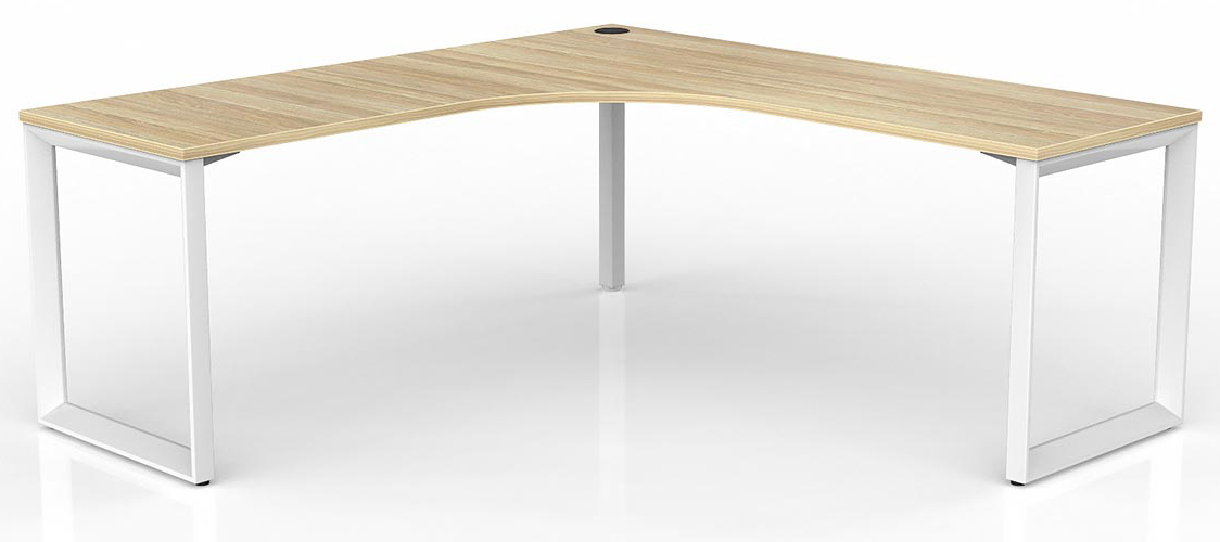 Anvil Modern Corner Desk White Frame New Oak Desk Top