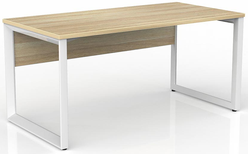 Anvil Straight Office Desk With Modesty Panel White New Oak