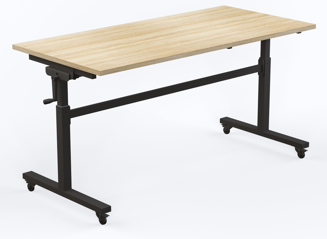 Axis Height Adjustable Flip Top Mobile Table New Oak