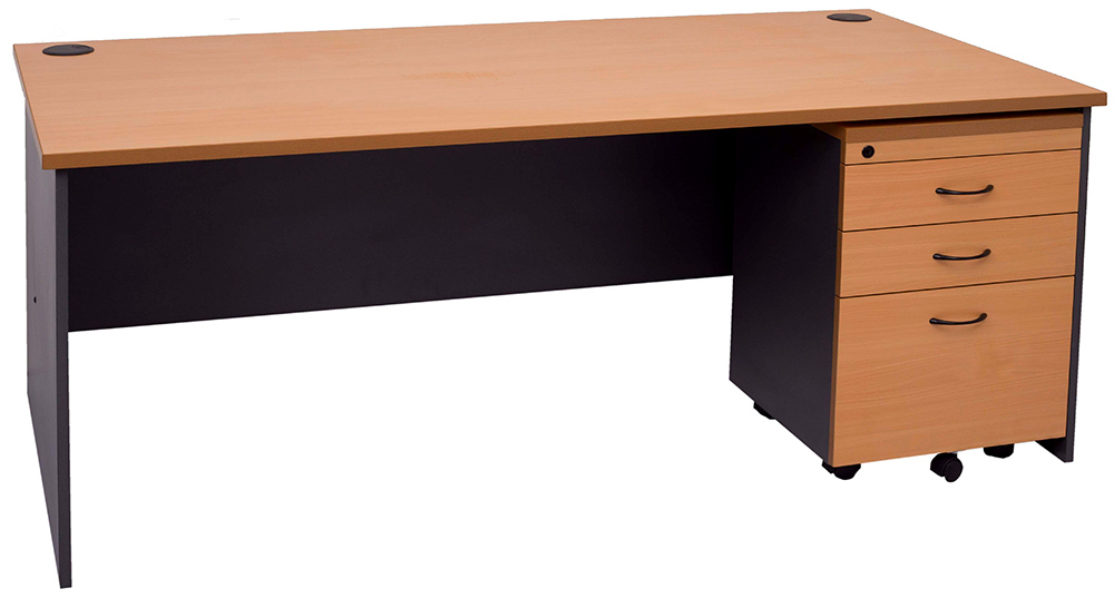 Express Office Desk With Pedestal, Wooden Office Desks With Drawers