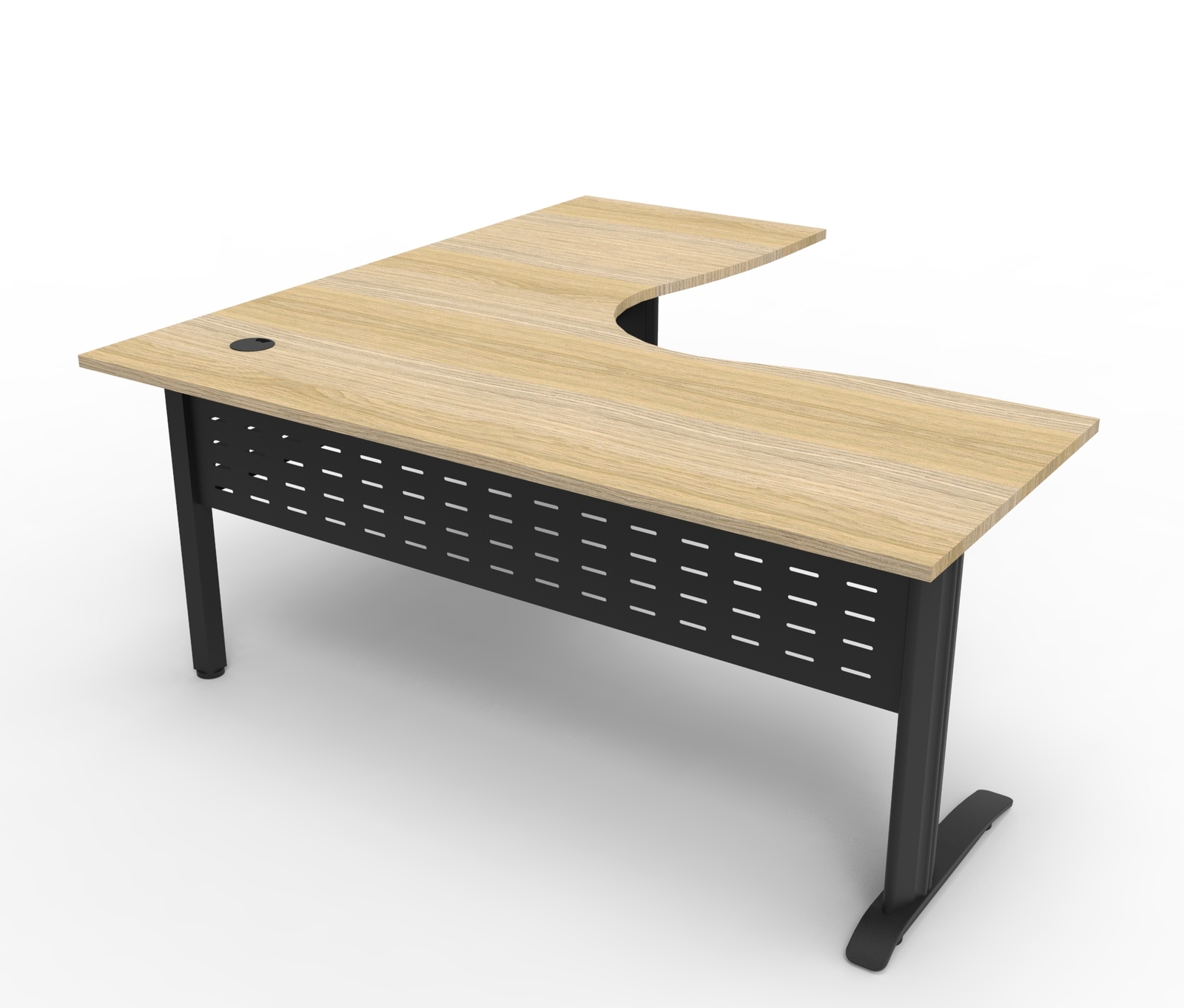 Deluxe Rapid Span Corner Workstation Black Frame Natural Oak Top