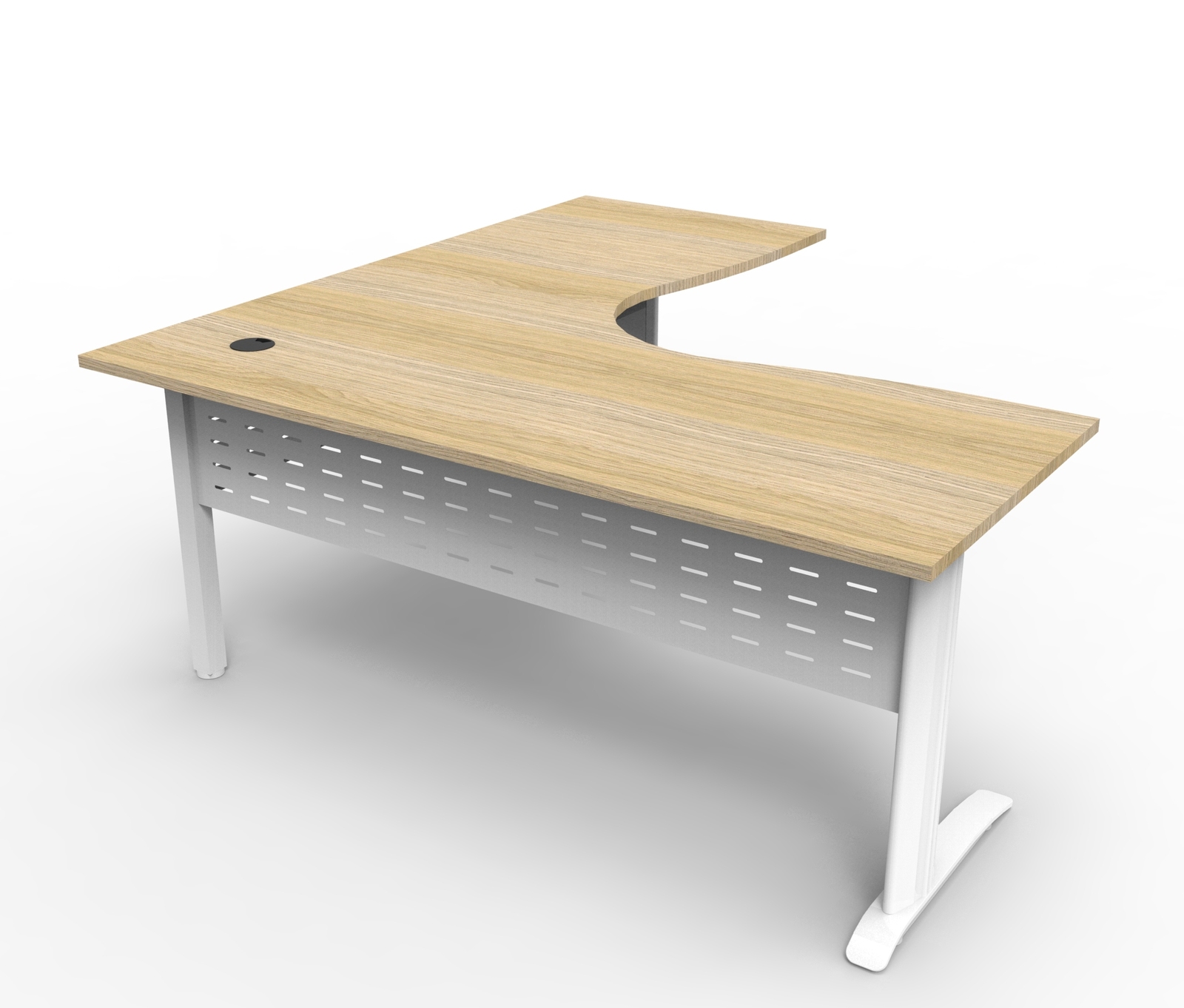 Deluxe Rapid Span Corner Workstation White Frame Natural Oak Top