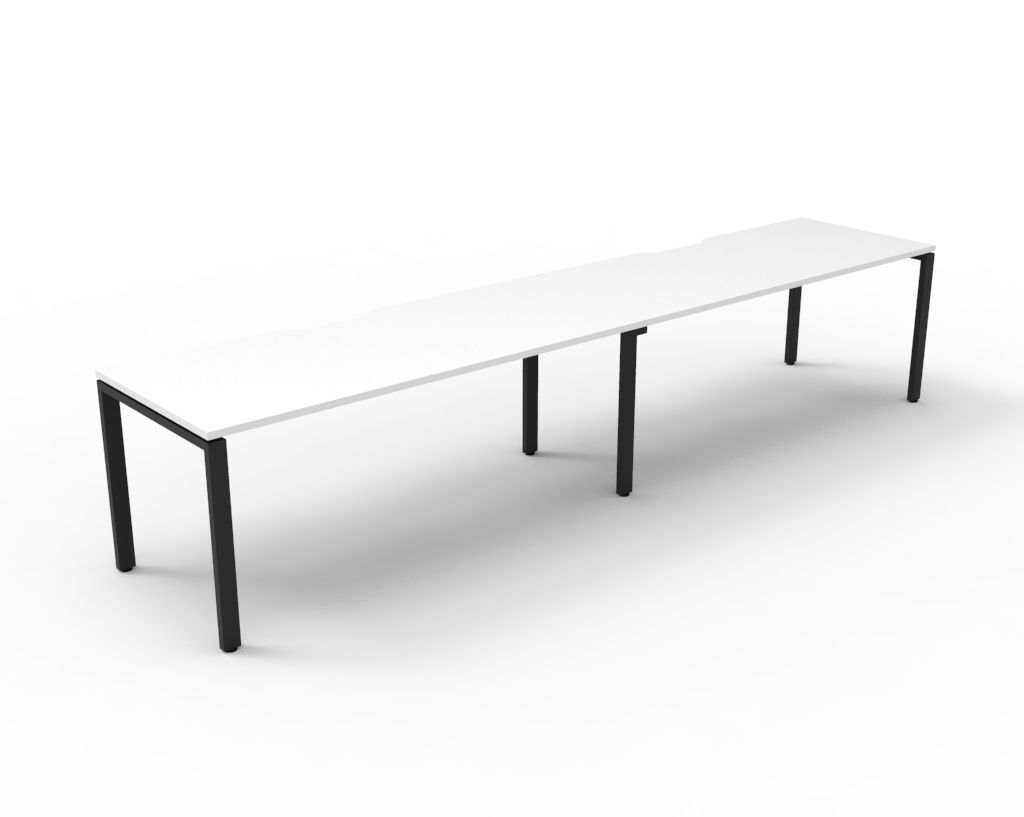 Deluxe Profile Leg 2 Person Single Sided Workstation Black Frame White Top