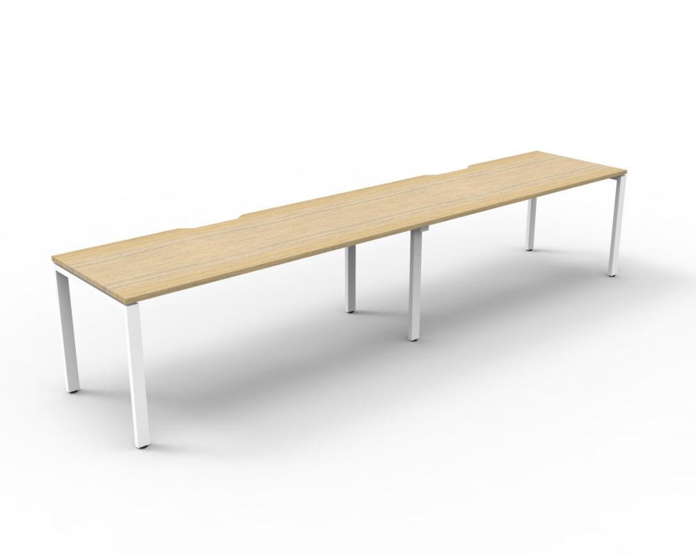 Deluxe Profile Leg 2 Person Single Sided Workstation White Frame Natural Oak Top