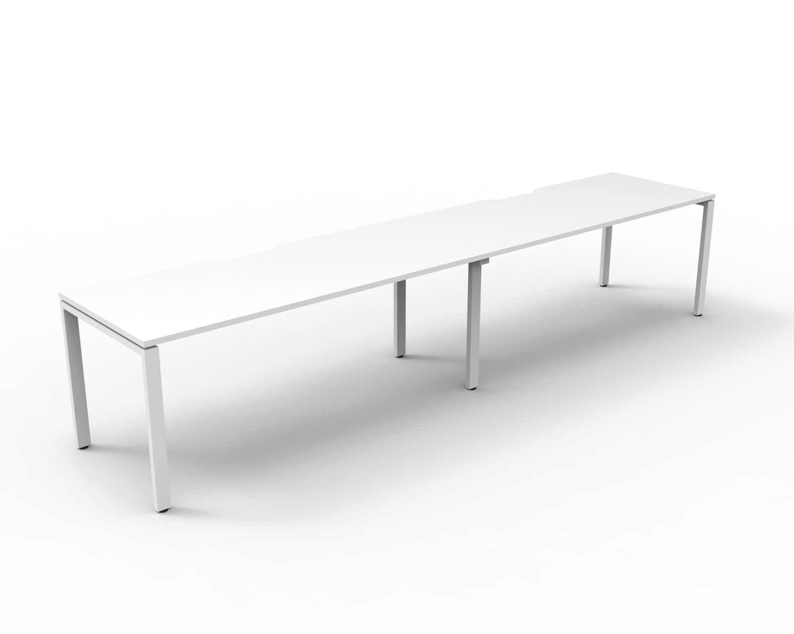 Deluxe Profile Leg 2 Person Single Sided Workstation White Frame White Top
