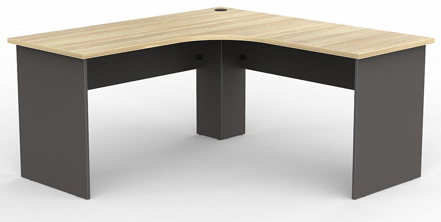 EkoSystem Corner Workstation Office Desk - New Oak/Charcoal