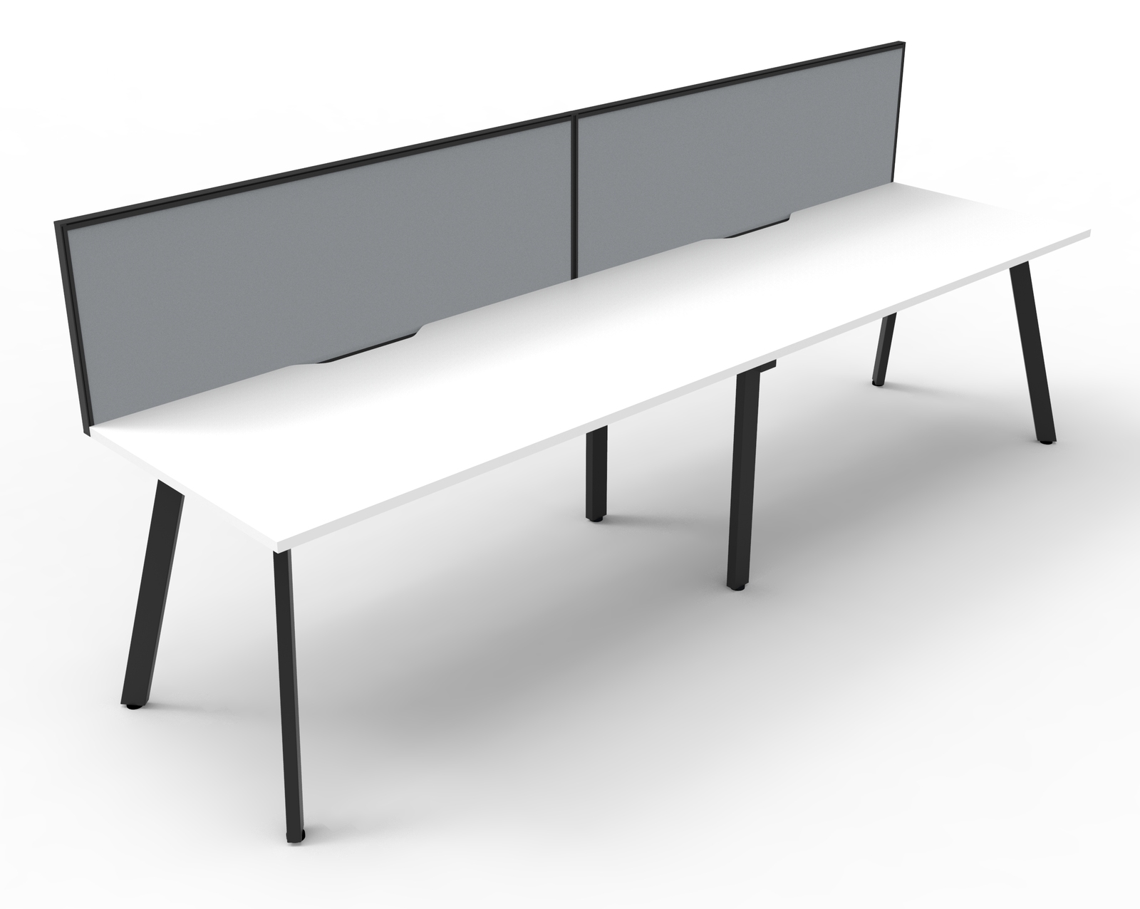 Eternity 2 Person Single Sided Workstation With Screen Black Frame White Top