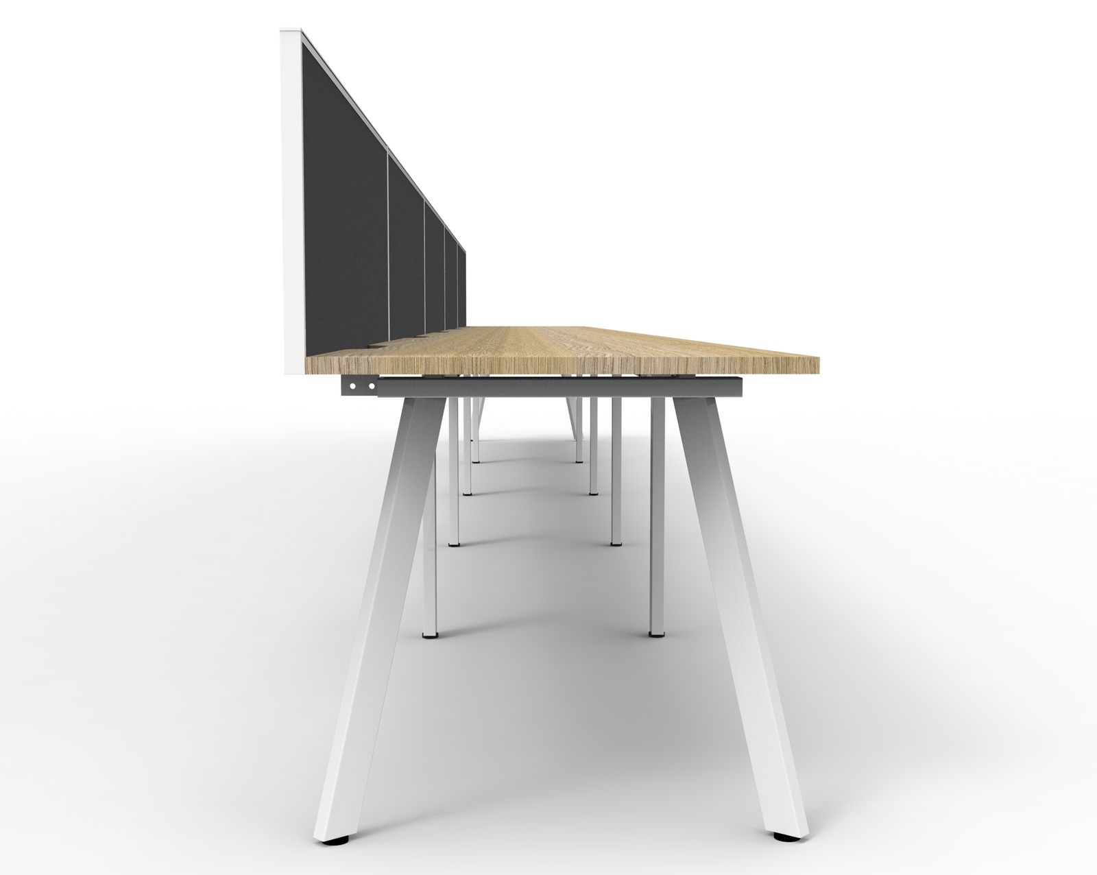 Eternity 5 Person Single Sided Workstation With Screen White Frame Natural Oak Top
