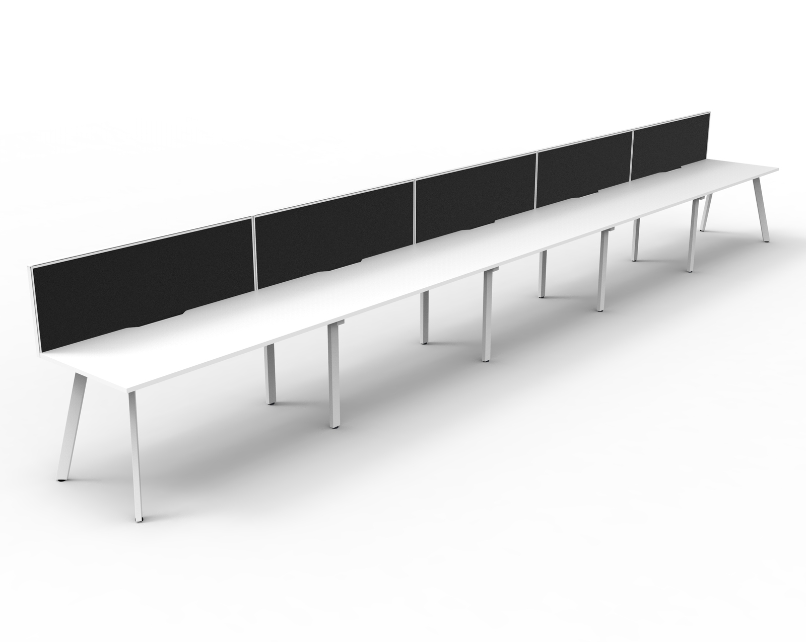 Eternity 5 Person Single Sided Workstation With Screen White Frame White Top