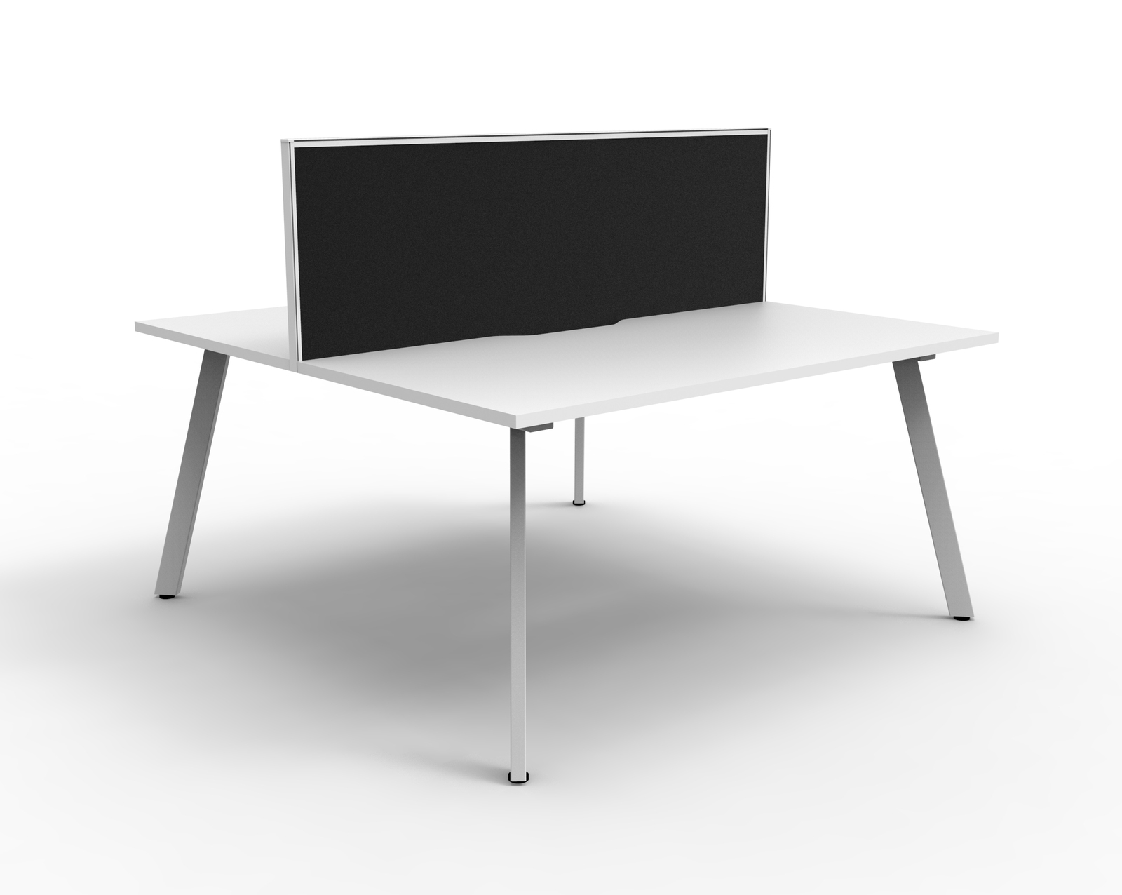 Eternity 2 Person Double Sided Workstation With Screen White Frame White Top