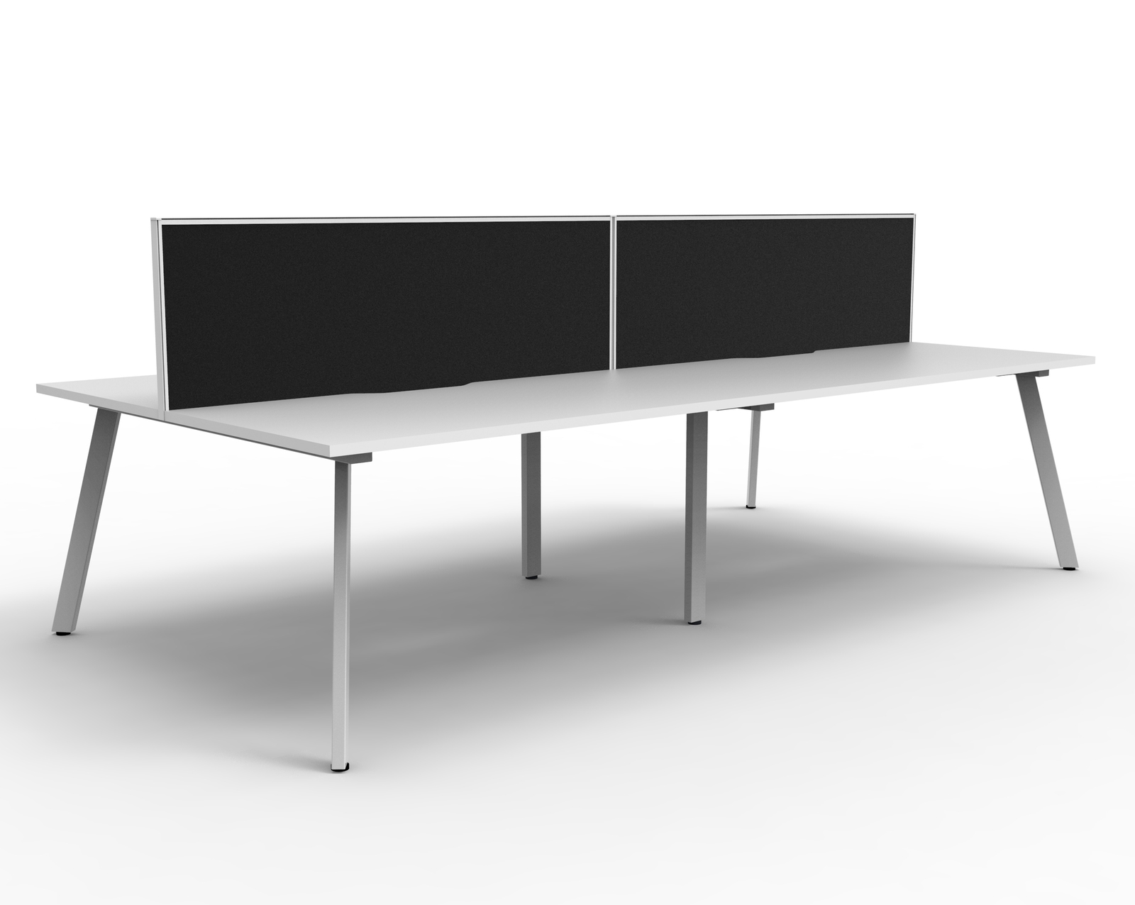 Eternity 4 Person Double Sided Workstation With Screen White Frame White Top