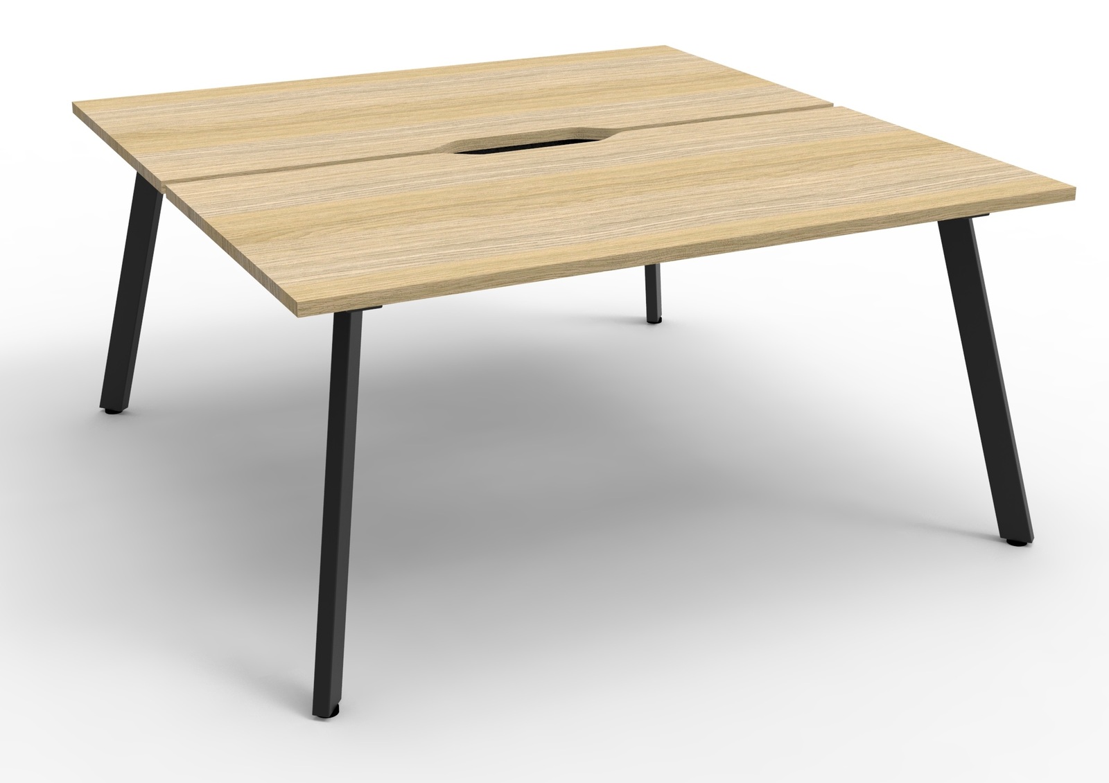 Eternity 2 Person Double Sided Workstation Black Frame Natural Oak Top