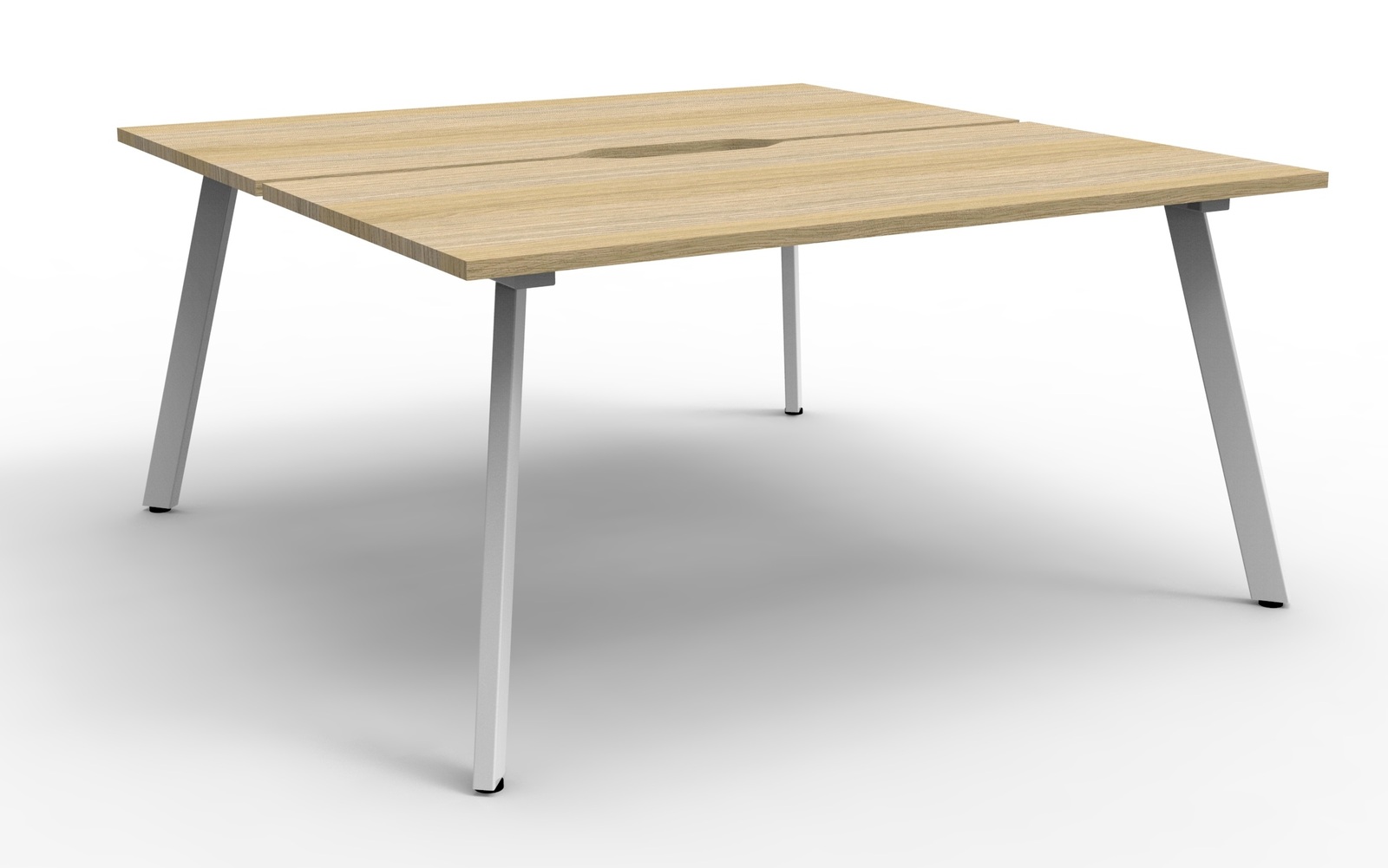 Eternity 2 Person Double Sided Workstation White Frame Natural Oak Top