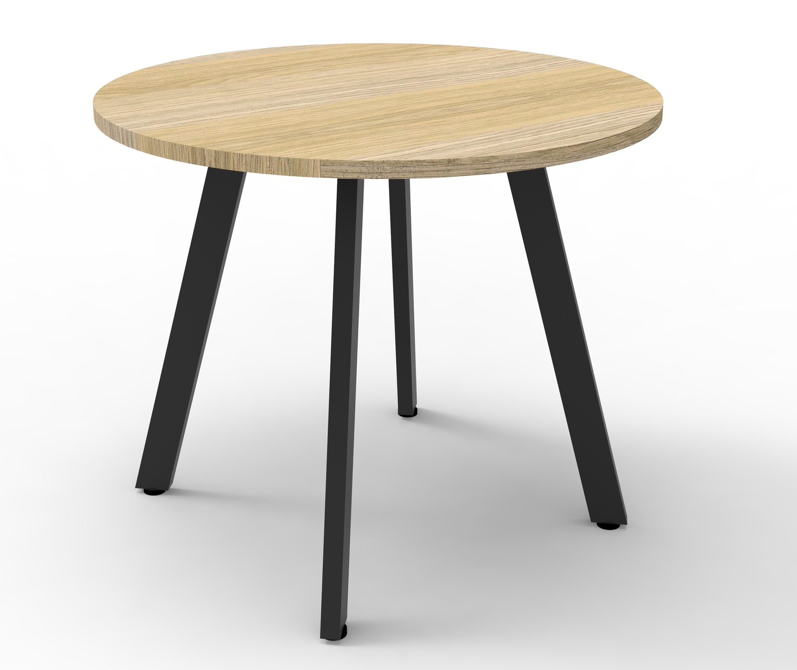 Eternity Round Meeting Table Black Frame New Oak Top