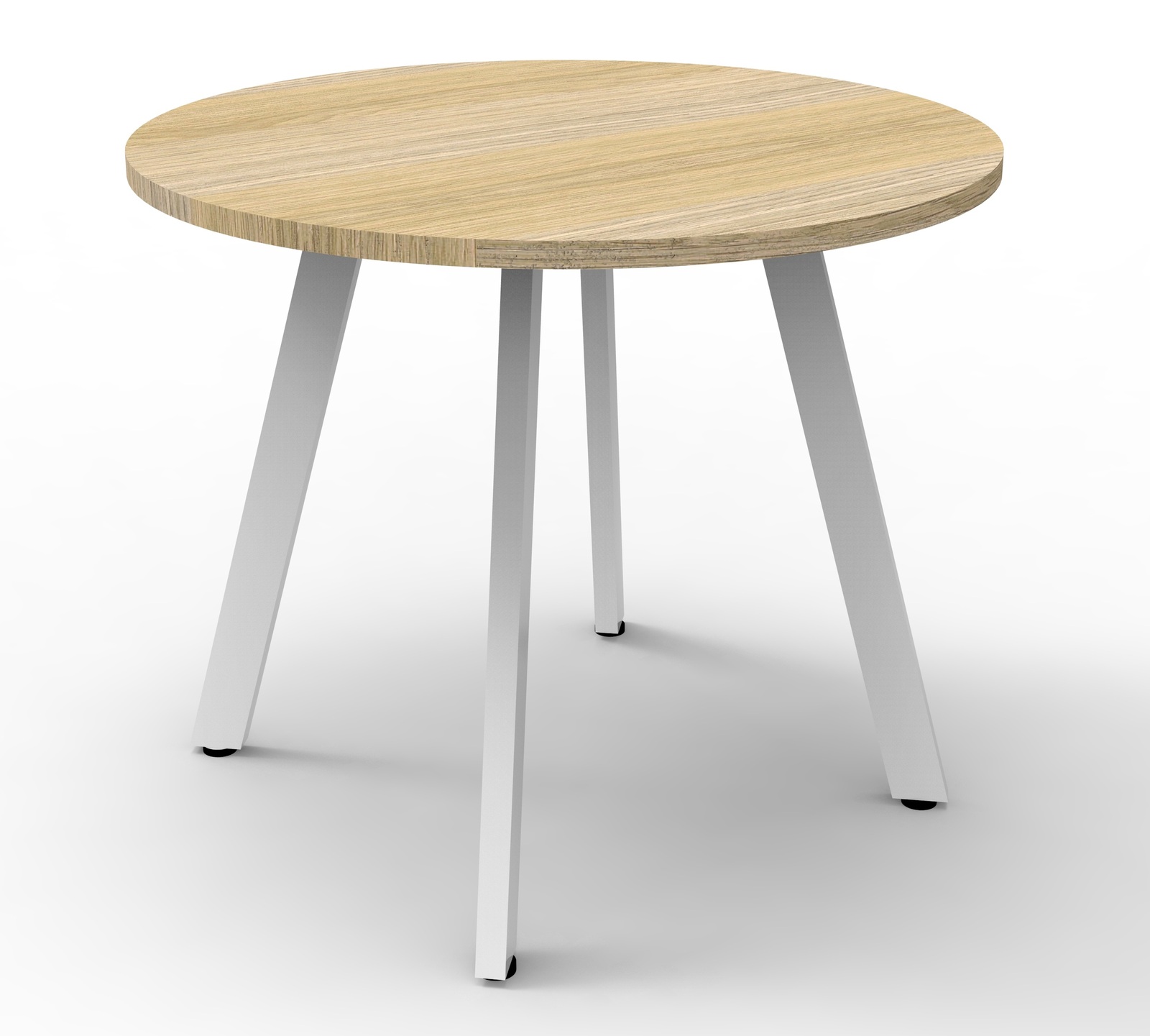 Eternity Round Meeting Table White Frame New Oak Top