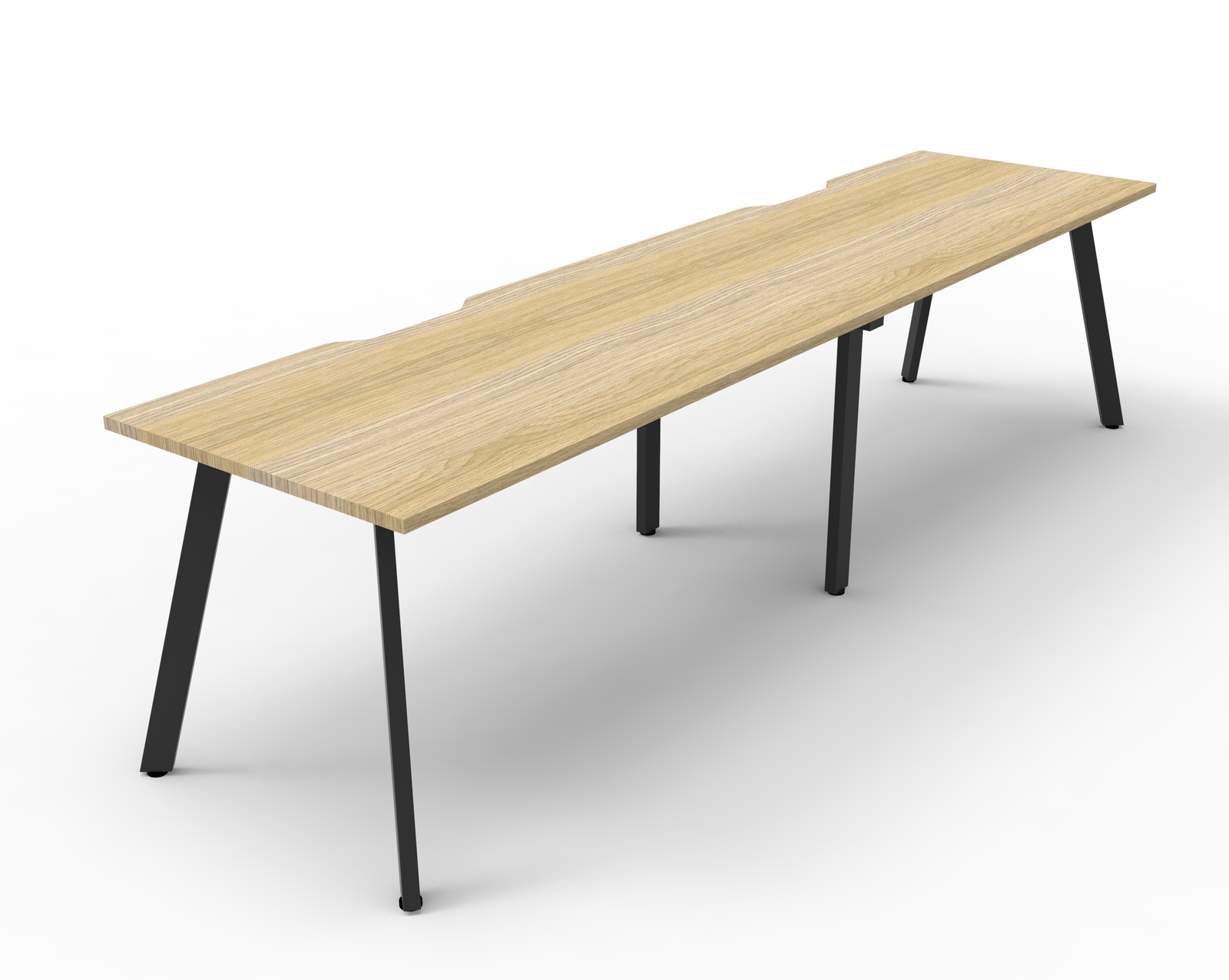 Eternity 2 Person Single Sided Workstation Black Frame Natural Oak Top