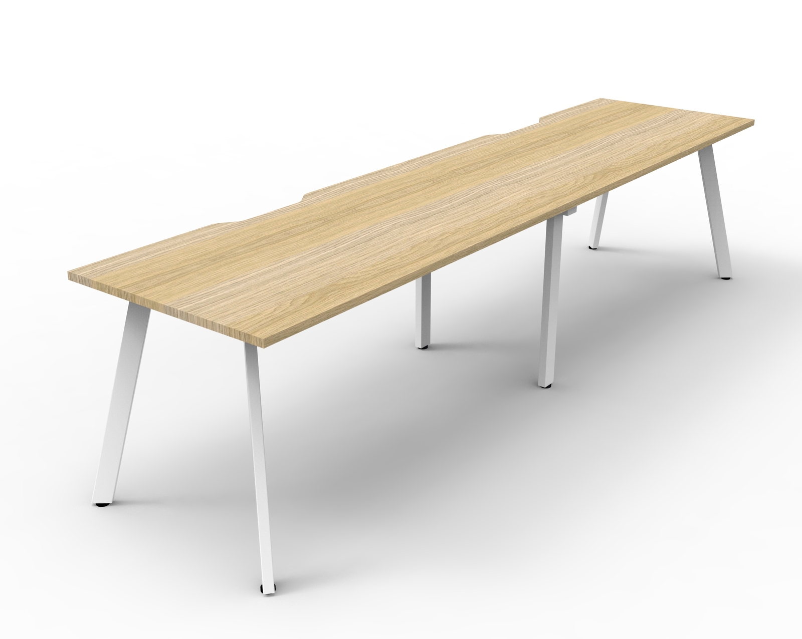 Eternity 2 Person Single Sided Workstation White Frame Natural Oak Top