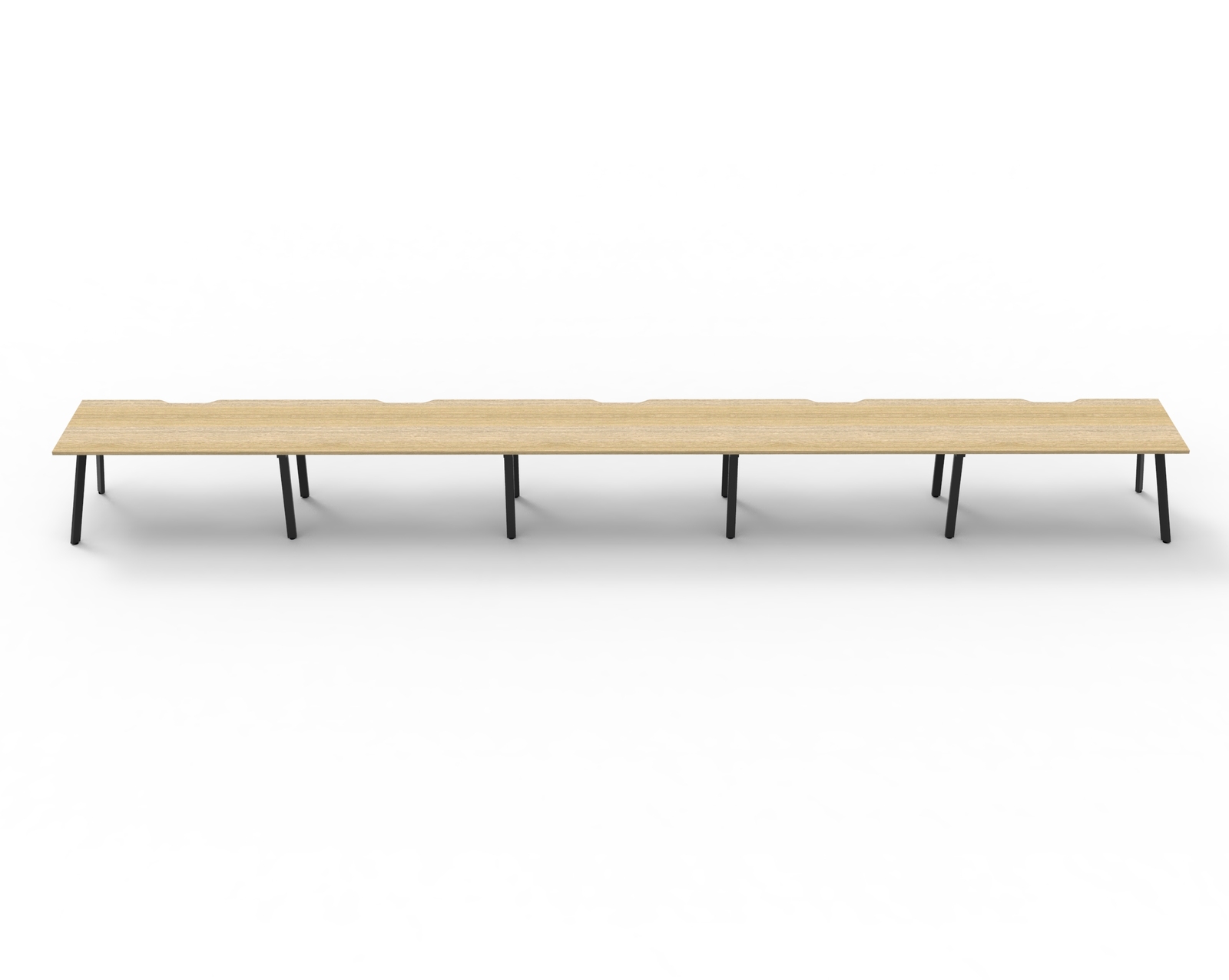 Eternity 5 Person Single Sided Workstation Black Frame Natural Oak Top