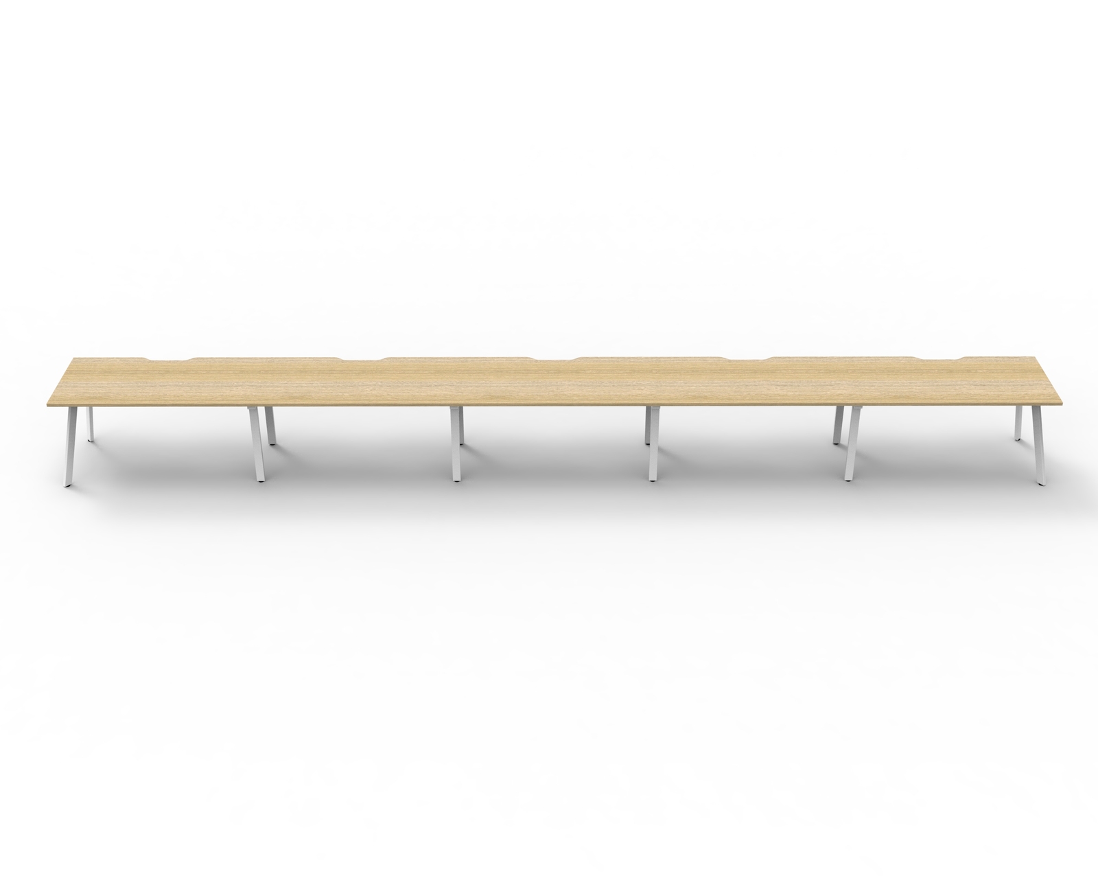 Eternity 5 Person Single Sided Workstation White Frame Natural Oak Top