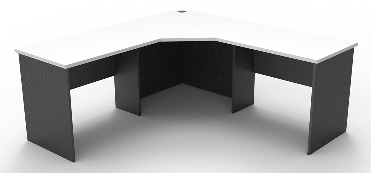Express Corner Workstation Home Office Desk White & Ironstone