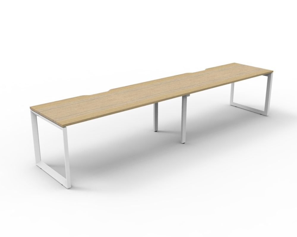 Deluxe Rapid Infinity 2 Person Single Sided Workstation White Frame Natural Oak Top