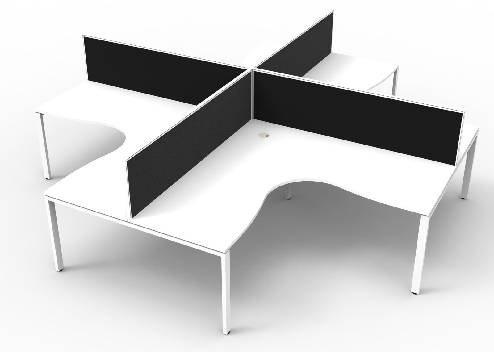 Deluxe Rapid Infinity White 4 Person Corner Workstation Pod With Screens