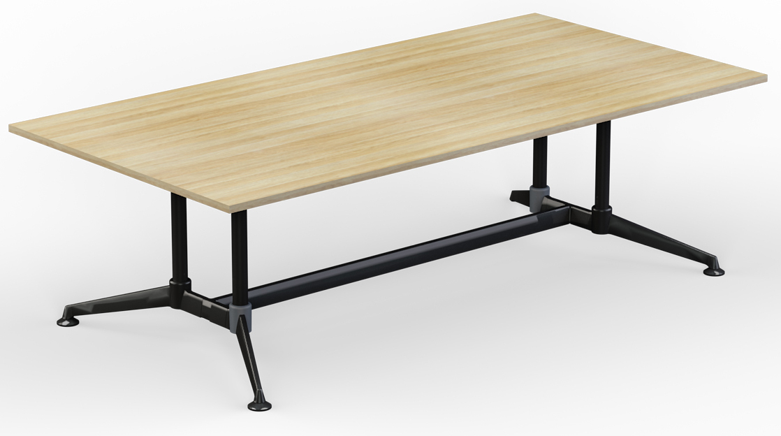 Modulus New Oak Boardroom Meeting Table - Twin Post - Black Frame