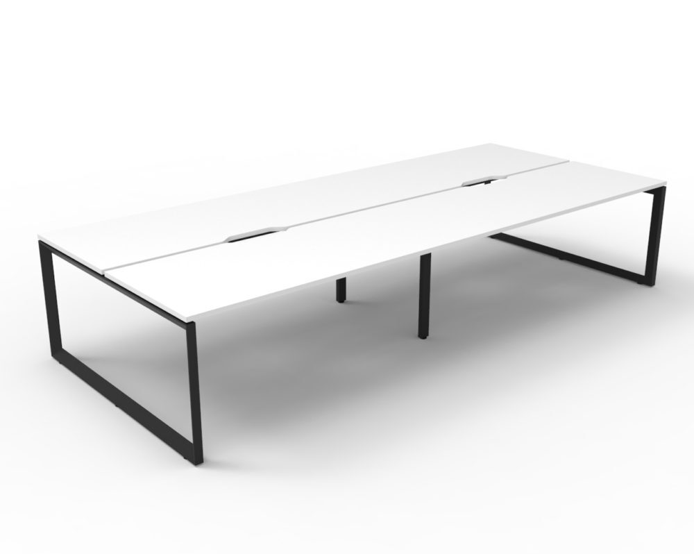 Deluxe Rapid Infinity 4 Person Double Sided Workstation Black Frame White Top