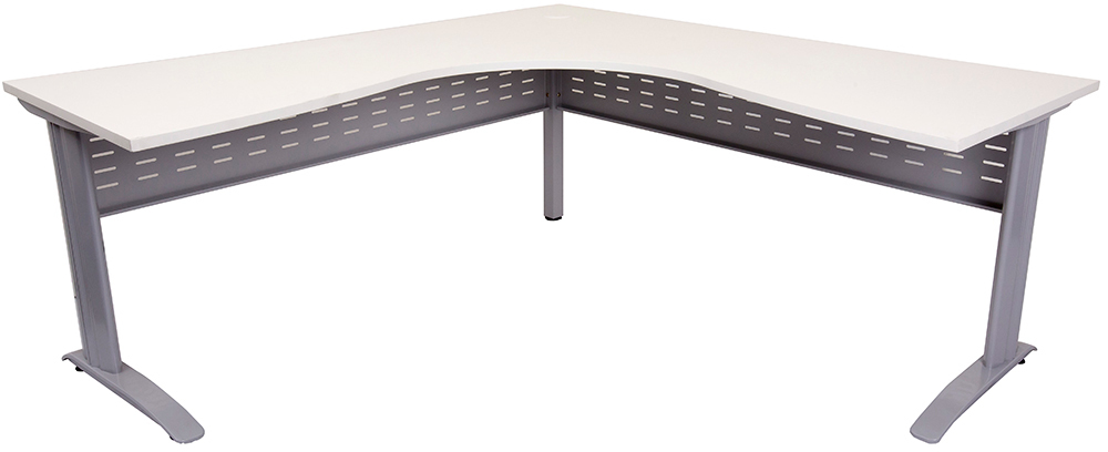 Rapid White Corner Office Desk - Silver Frame