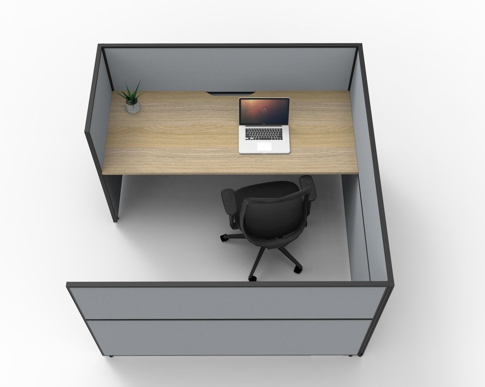 SHUSH30 1 Person Cubicle Grey Screen Natural Oak Top