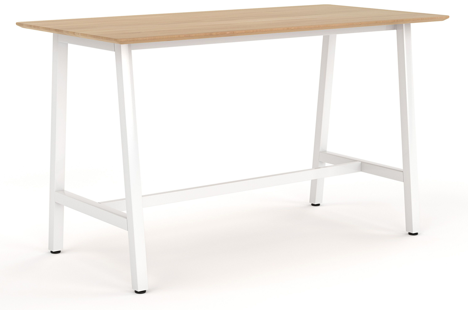 Trestle Bar Leaner Stand Up Table - White Frame New Oak Top