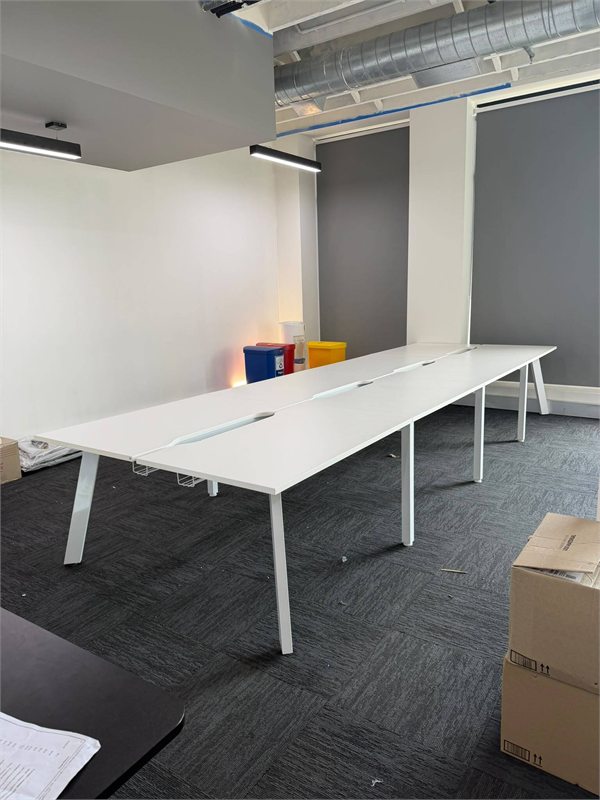 Detail of white office workstations