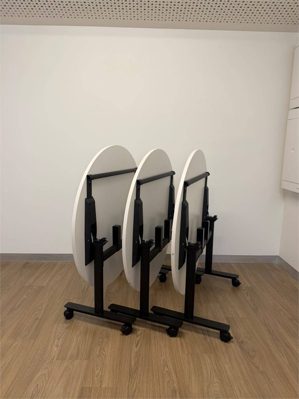 Training tables folded for storage