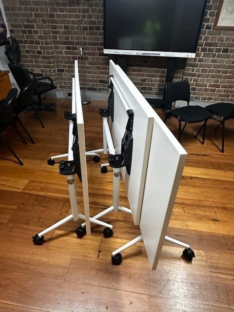 Folding tables at the language school