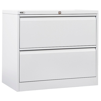 GO Steel White Lateral Filing Cabinet 2 Drawer