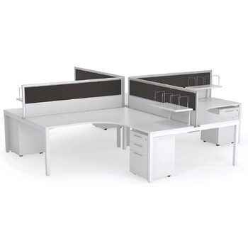 Axis 4 Person Corner Workstation with Screens