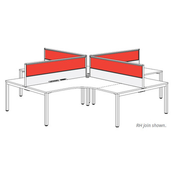 Axis 4 Person Corner Workstation with Red Screens - 1800 x 1800 x 600