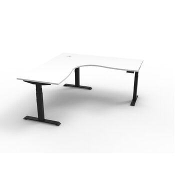 Boost+ Electric Corner Workstation Office Desk - White Top Black Frame - 1800mm x 1800mm