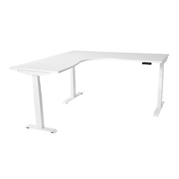 Elevate Electric Corner Workstation Office Desk - White Top White Frame - 1800mm x 1800mm
